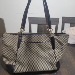 Coach Black‎ and Tan Checkered Shoulder Bag
